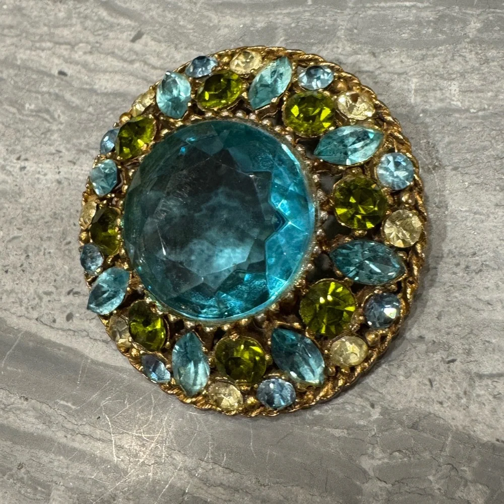 Vintage Signed Regency Gemstone Brooch - Picture 2 of 4